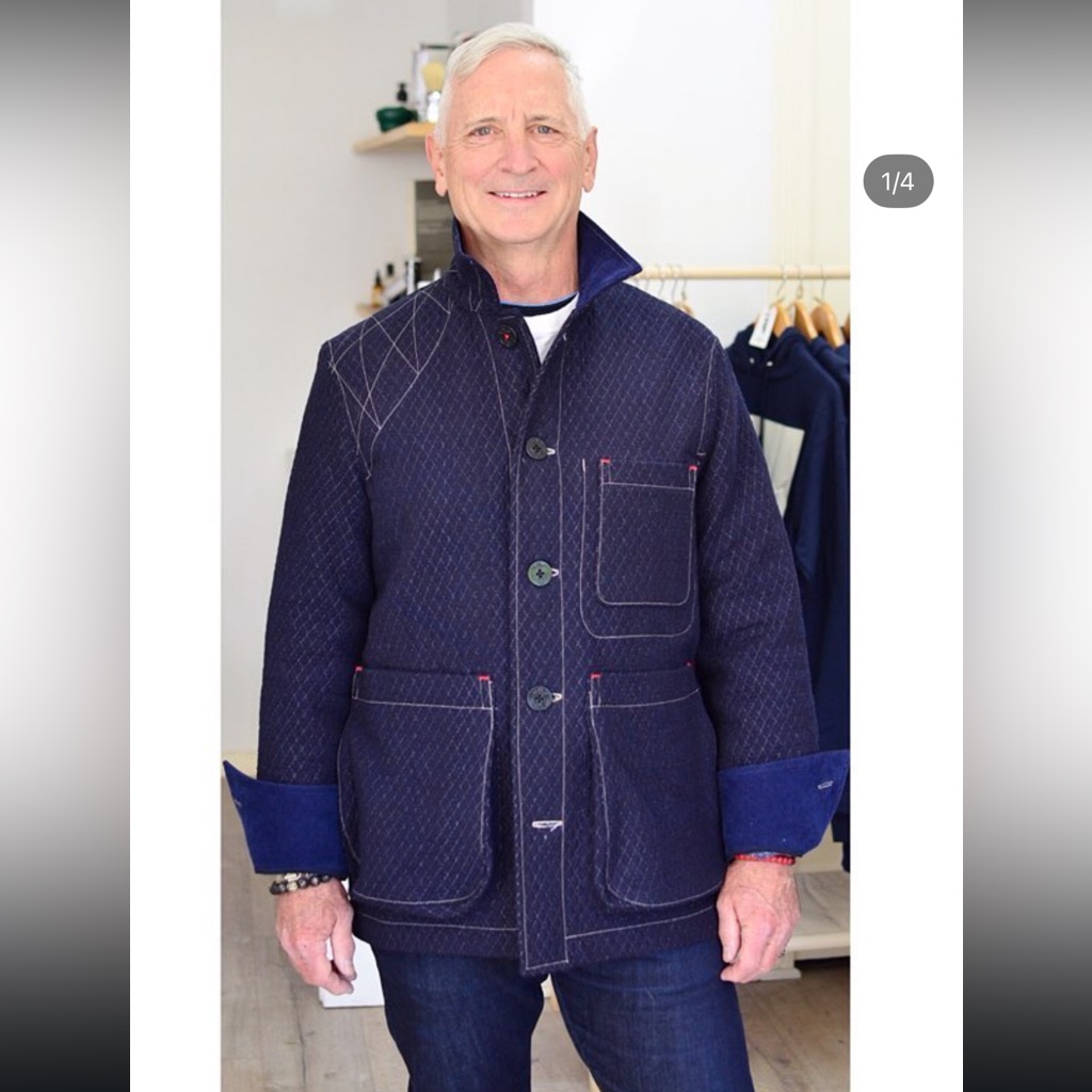 Portland Trading Co Stylish Big Bro Camp Coat Sz M Quilted Denim Wool Lined Euc